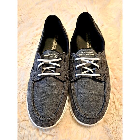 Skechers Women's On The Go Flex Ashore Boat shoes Black/Charcoal Slip on 9.5 - Picture 1 of 6